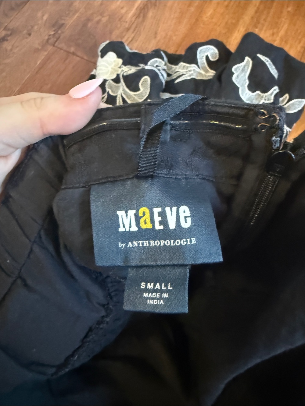 Black Bubble Dress with White Floral Embroidery - Maeve - Picture 2 of 6